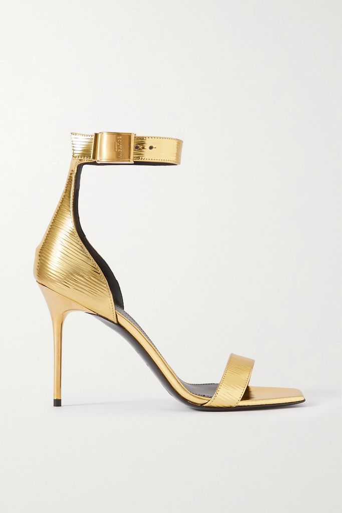 Uma Metallic Textured-leather Sandals - Gold