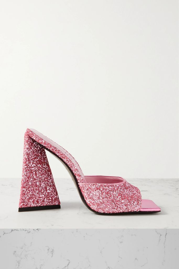Devon Glittered Leather Mules - Pink