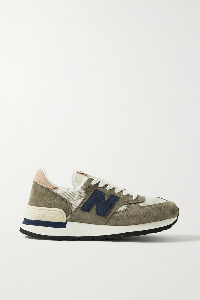 M990v1 Suede And Mesh Sneakers - Army green