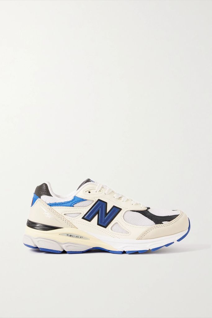 990v3 Leather, Nubuck And Mesh Sneakers - White