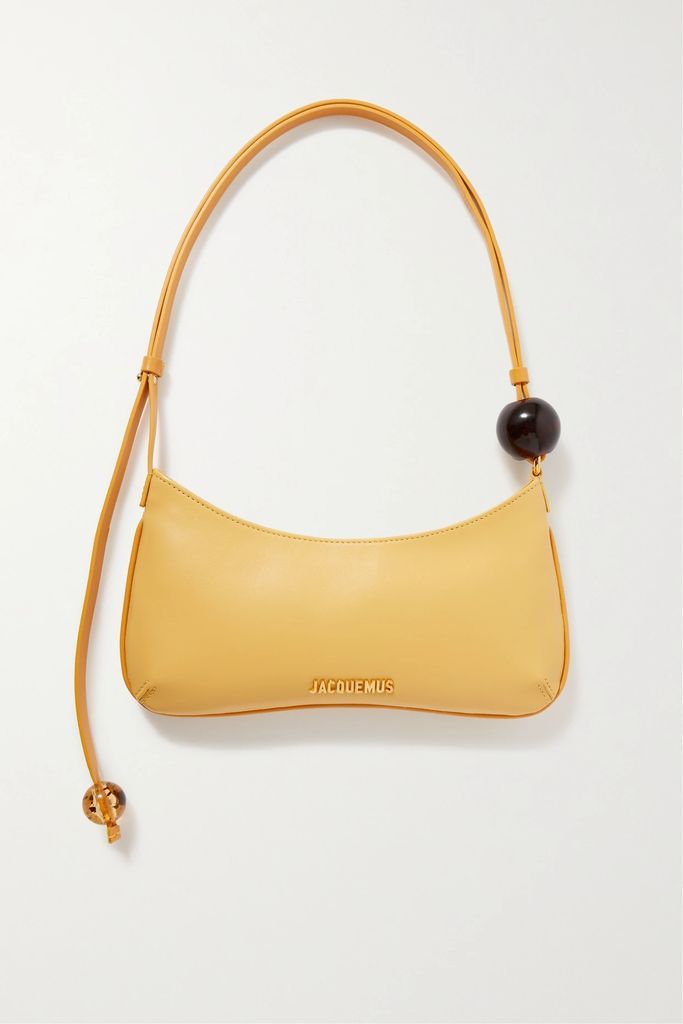 Le Bisou Perle Embellished Leather Shoulder Bag - Yellow