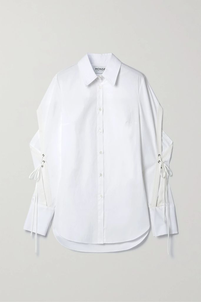 Lace-up Cotton-blend Poplin Shirt - White