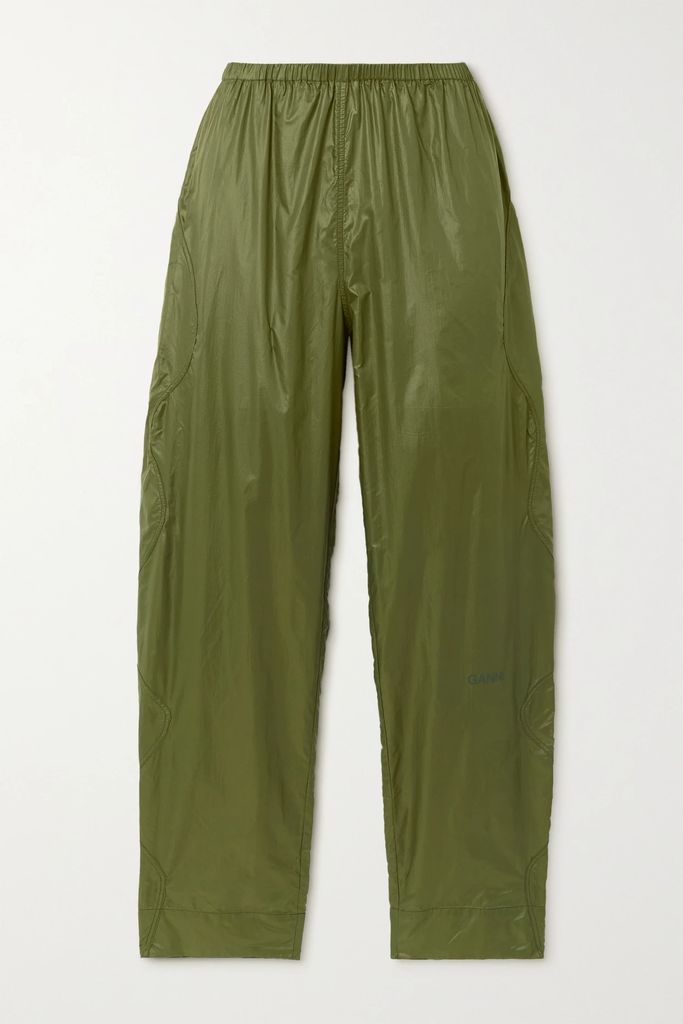 Paneled Recycled-ripstop Tapered Pants - Army green
