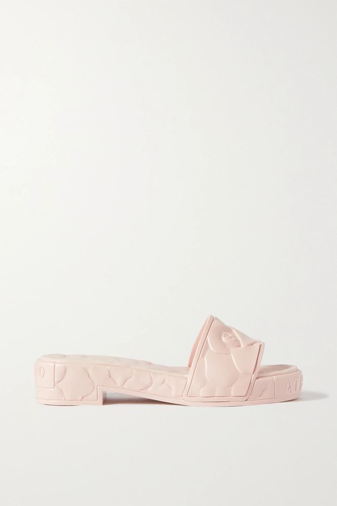 Valentino Garavani Atelier 25 Debossed Rubber Slides - Baby pink