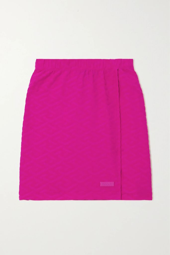 La Greca Embossed Stretch-terry Mini Skirt - Pink