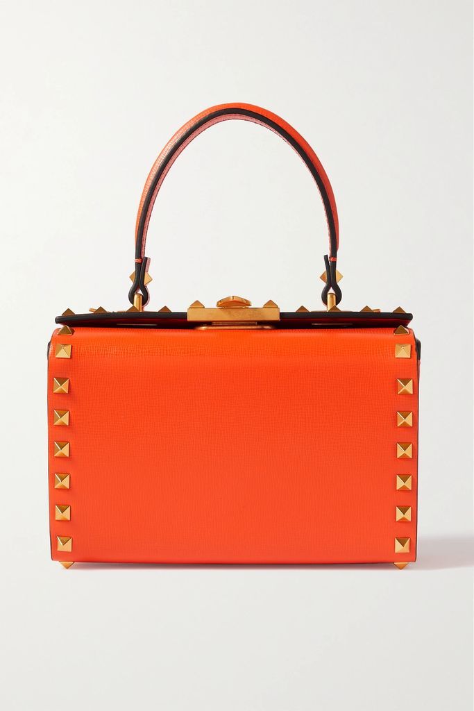 Valentino Garavani Rockstud Alcove Textured-leather Tote - Orange
