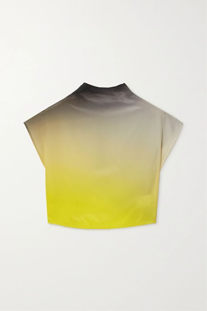 Cropped Draped Cutout Ombré Silk-satin Top - Yellow
