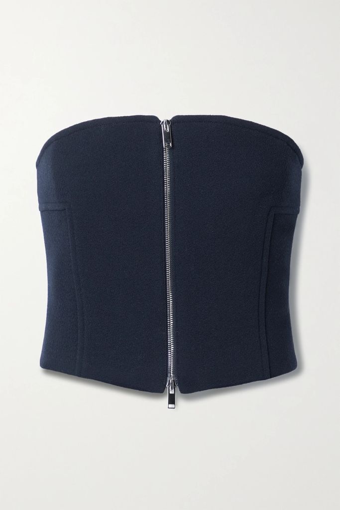 Ira Strapless Wool-crepe Bustier Top - Navy