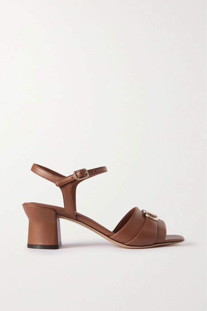 Ondina Embellished Leather Sandals - Tan