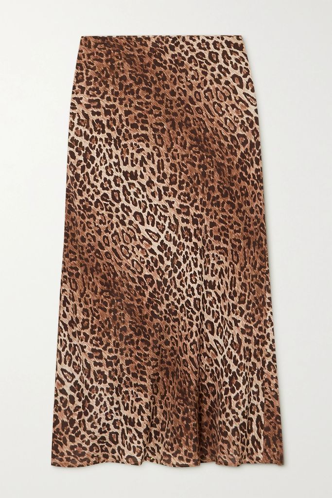 Kelly Leopard-print Chiffon Midi Skirt - Leopard print
