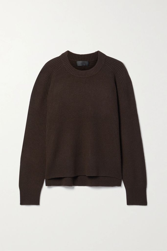 Heidi Ribbed Cashmere Sweater - Dark brown