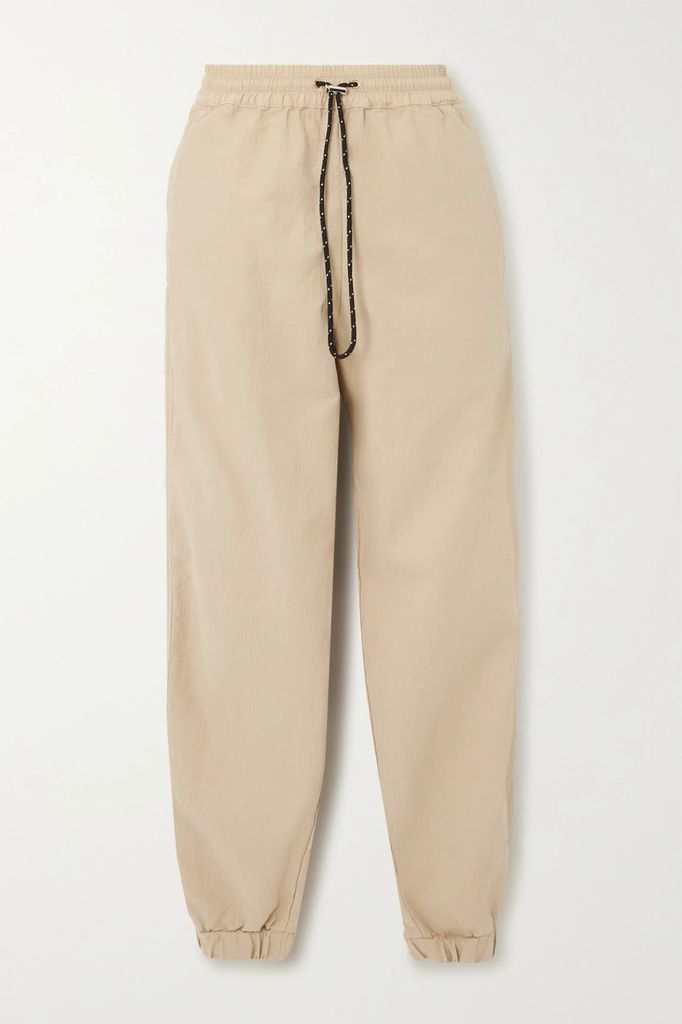 Cotton-blend Tapered Sweatpants - Beige