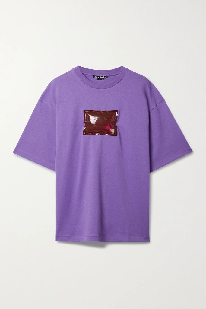 Appliquéd Cotton-jersey T-shirt - Purple