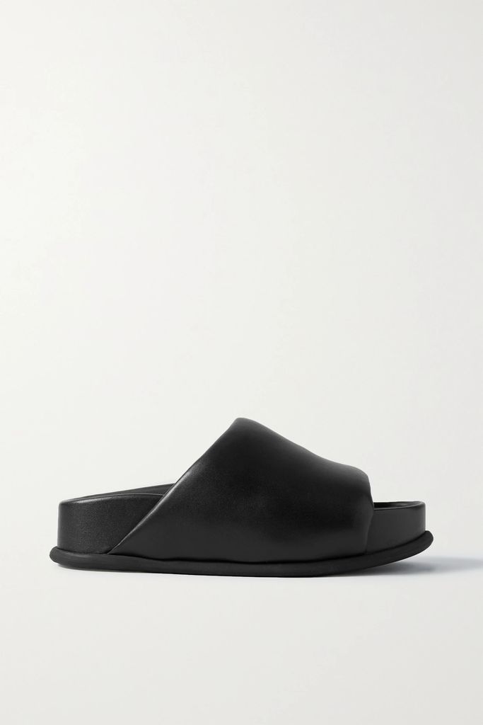 Freida Leather Platform Sandals - Black