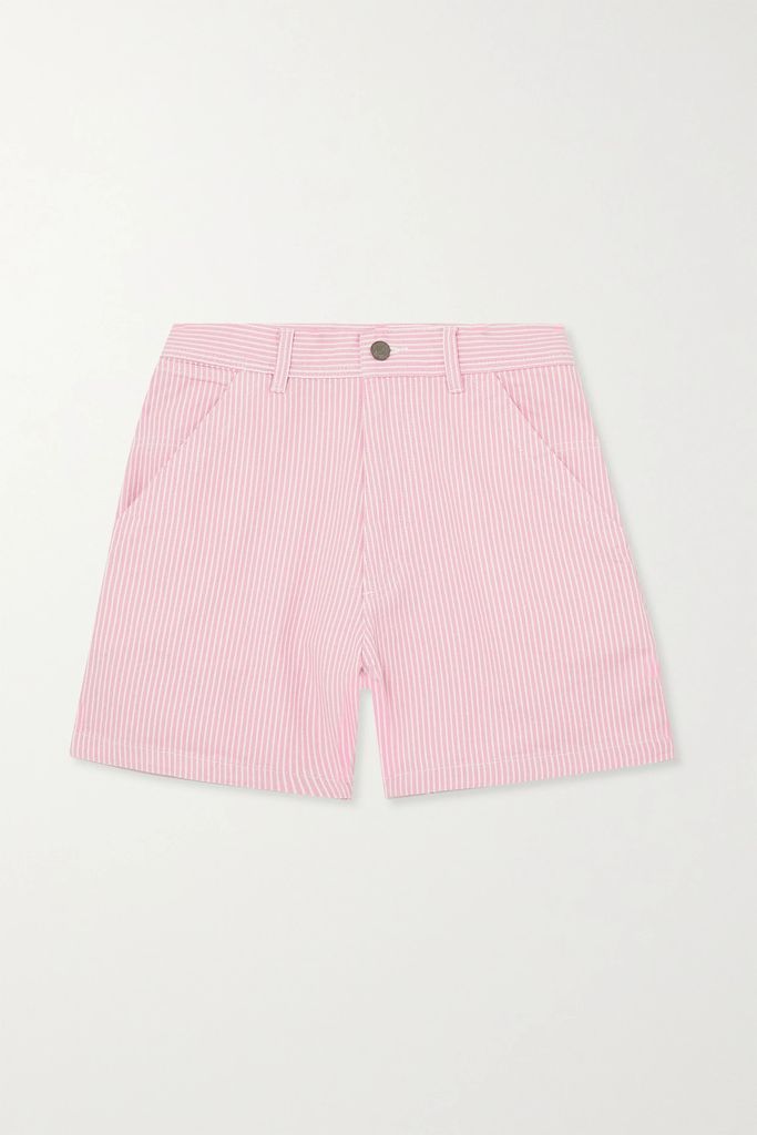 Carpenter Striped Cotton-piqué Shorts - Baby pink