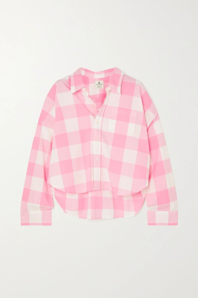 Asymmetric Checked Cotton-poplin Shirt - Pink