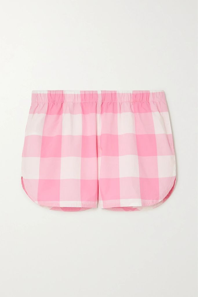 Checked Cotton-poplin Shorts - Pink