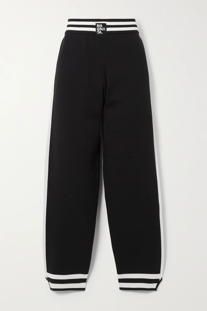 Romeo Cropped Striped Cotton-blend Tapered Track Pants - Black