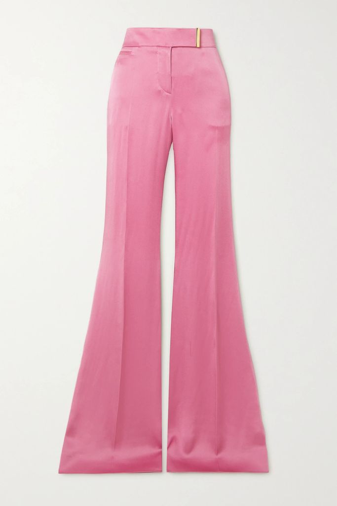 Satin Wide-leg Pants - Pink