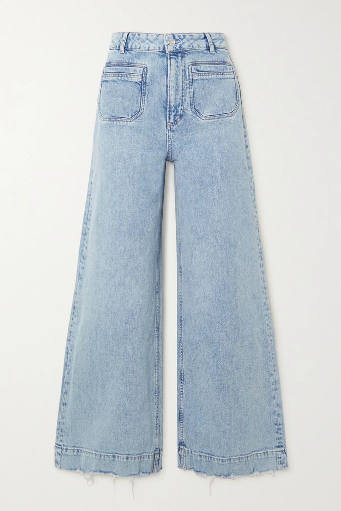 Harper Frayed High-rise Wide-leg Jeans - Light denim