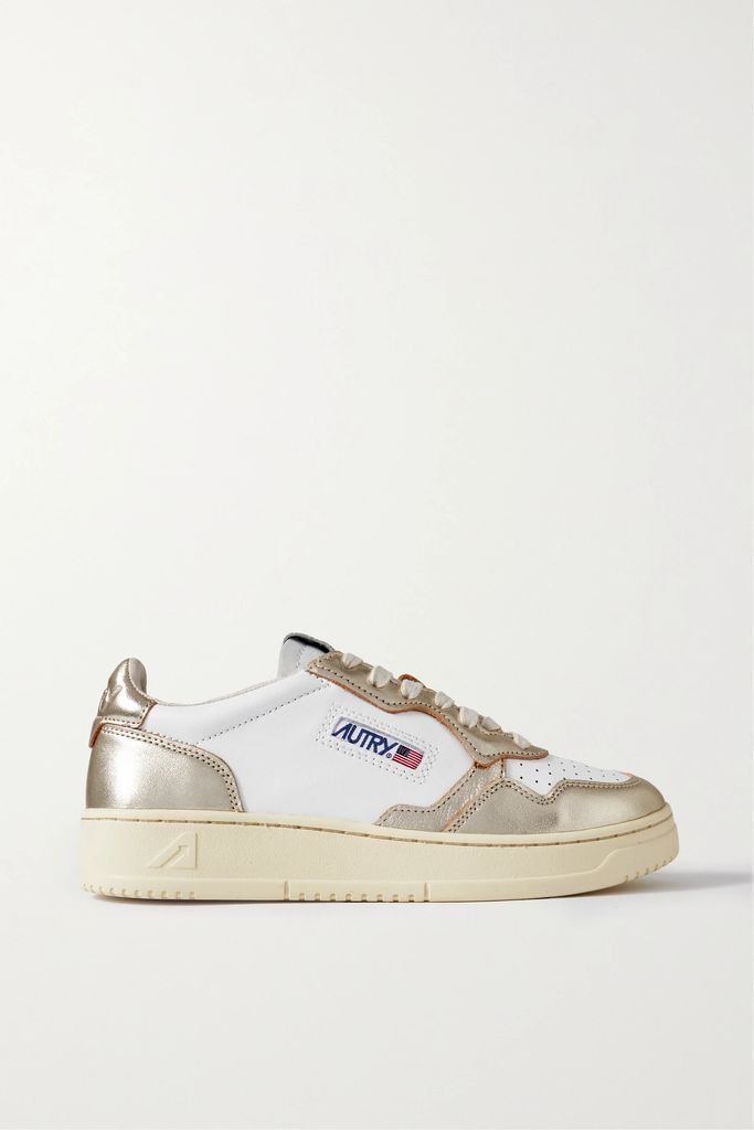 Medalist Low Metallic Leather Sneakers - Gold