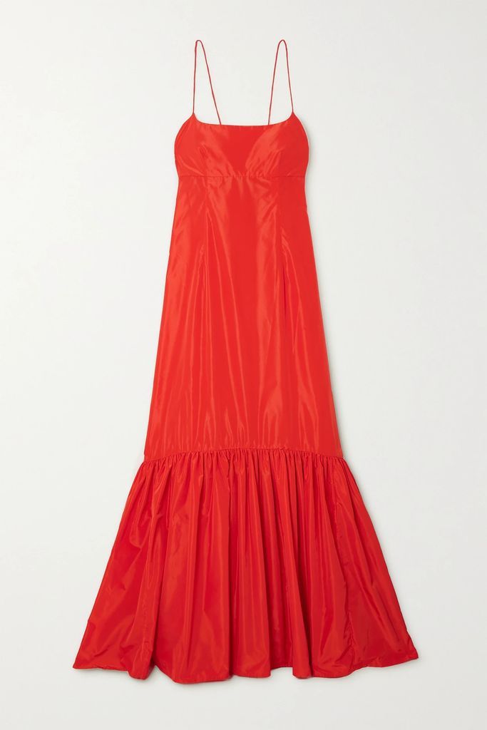 Florence Tiered Taffeta Gown - Coral