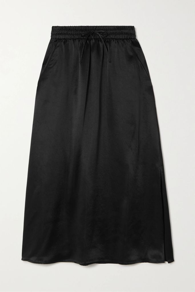 Leisure Freda Satin Midi Skirt - Black