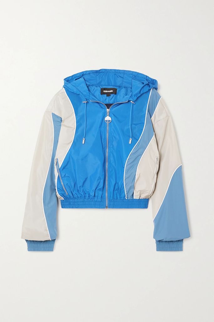 Hooded Color-block Shell Track Jacket - Blue