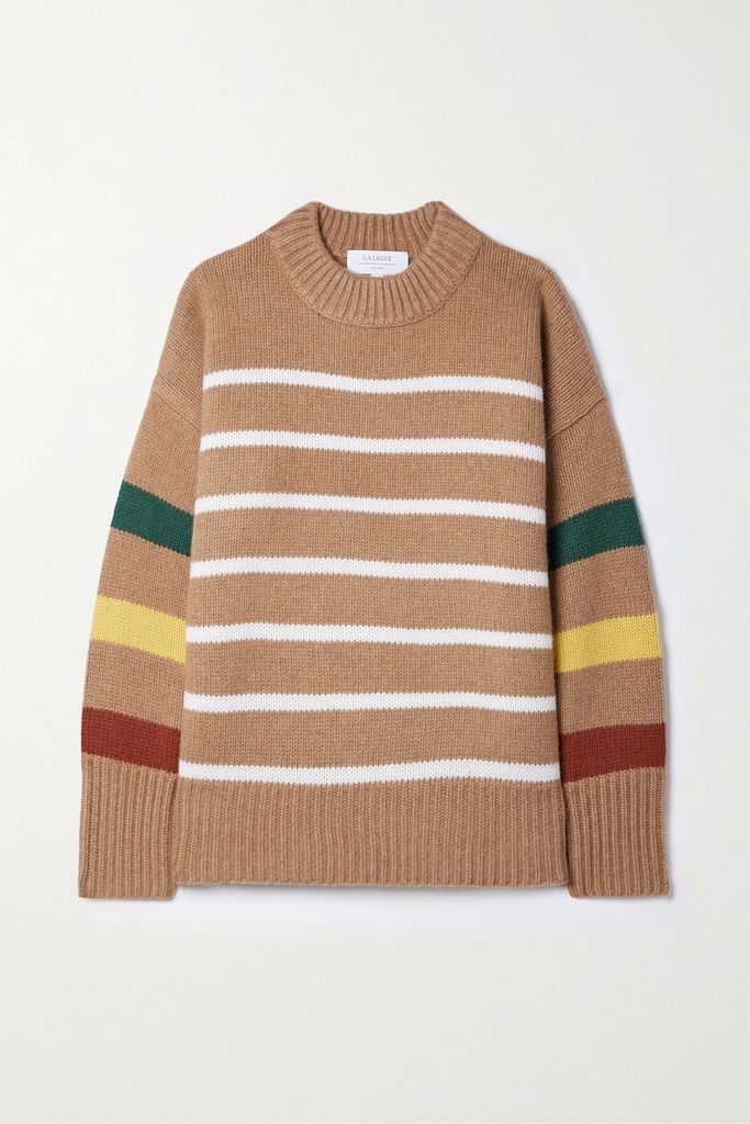 Marin Striped Wool And Cashmere-blend Sweater - Tan