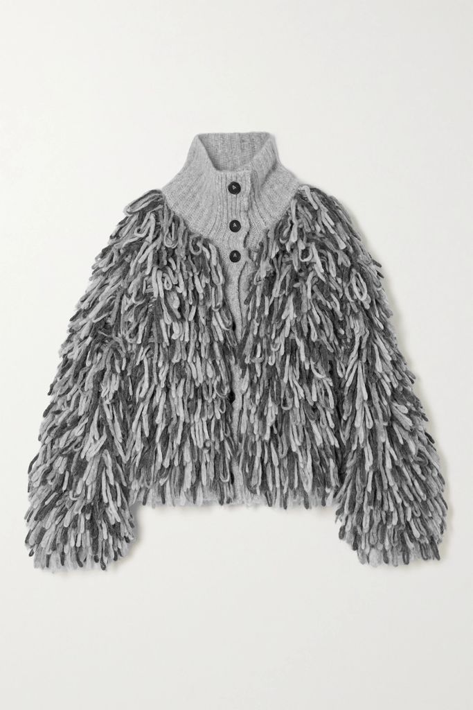 Winter Lover Fringed Alpaca-blend Cardigan - Gray