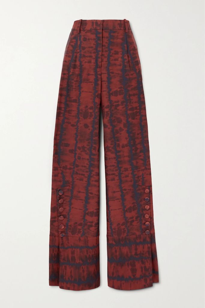 Hency Tie-dyed Cotton-blend Wide-leg Pants - Pink