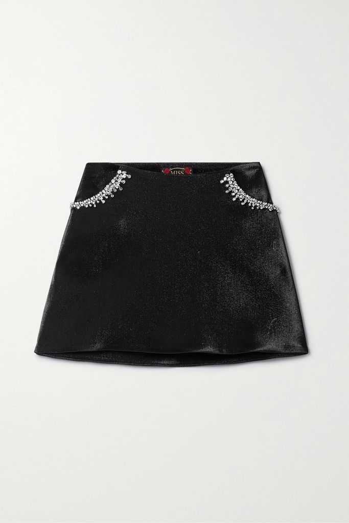 + The Vanguard Crystal-embellished Lamé Mini Skirt - Black