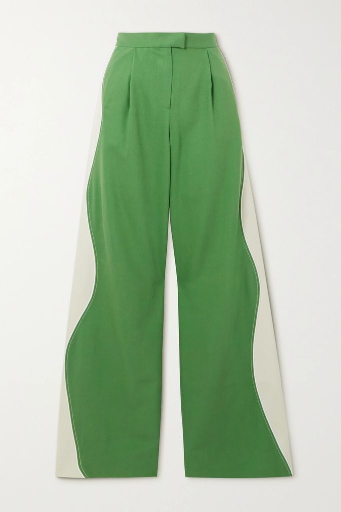 Lagos Lyocell-twill And Cotton-blend Wide-leg Pants - Green