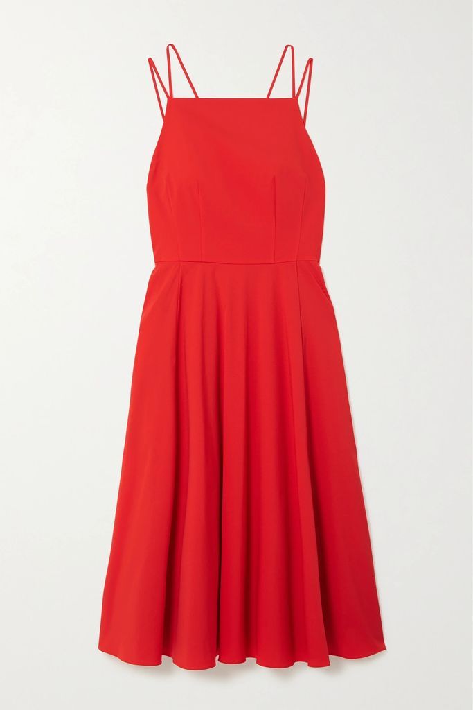 Stretch Cotton-blend Midi Dress - Red