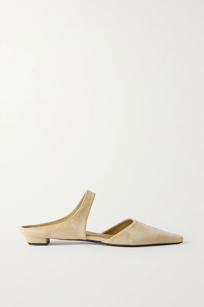 The Pointy Suede Flats - Beige