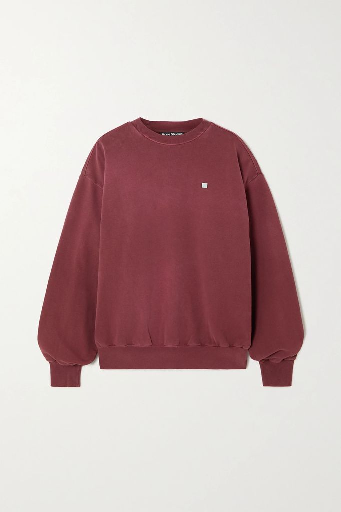 Oversized Appliquéd Cotton-jersey Sweatshirt - Burgundy