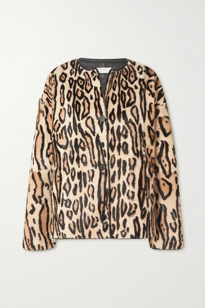 Jovanne Leopard-print Goat Hair Jacket - Cream
