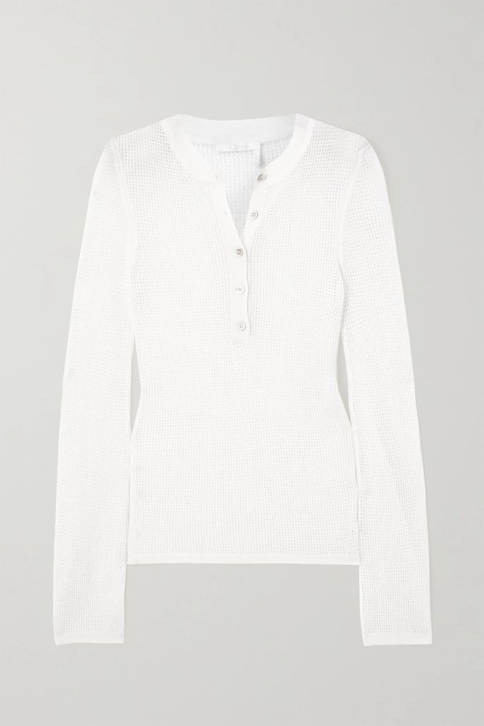 Wool And Cashmere-blend Mesh Sweater - White