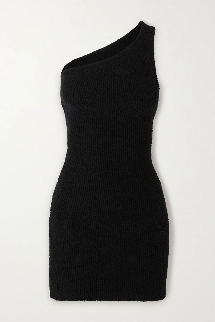 WARDROBE. NYC - + Hailey Bieber One-shoulder Ribbed Cotton-blend Mini Dress - Black