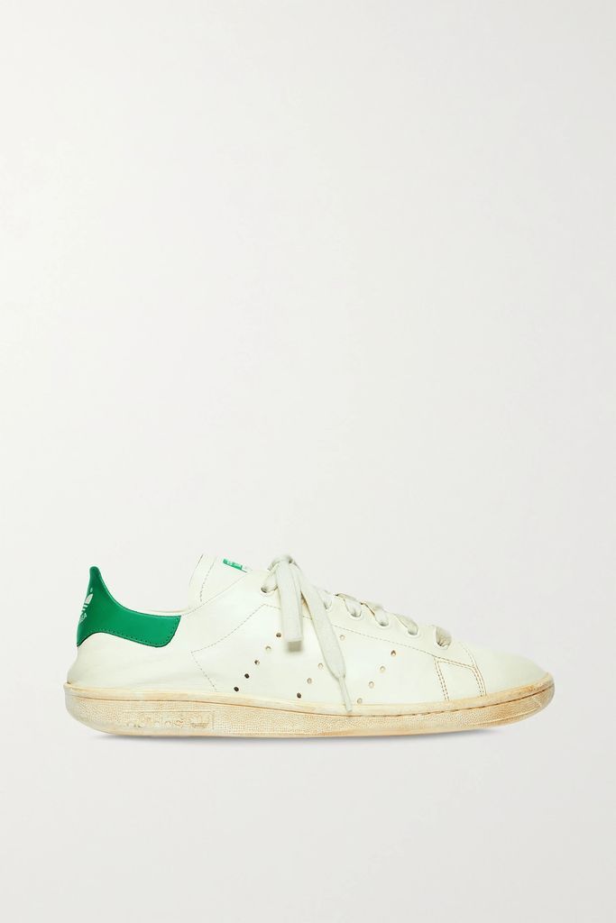 + Adidas Stan Smith Distressed Leather Sneakers - White