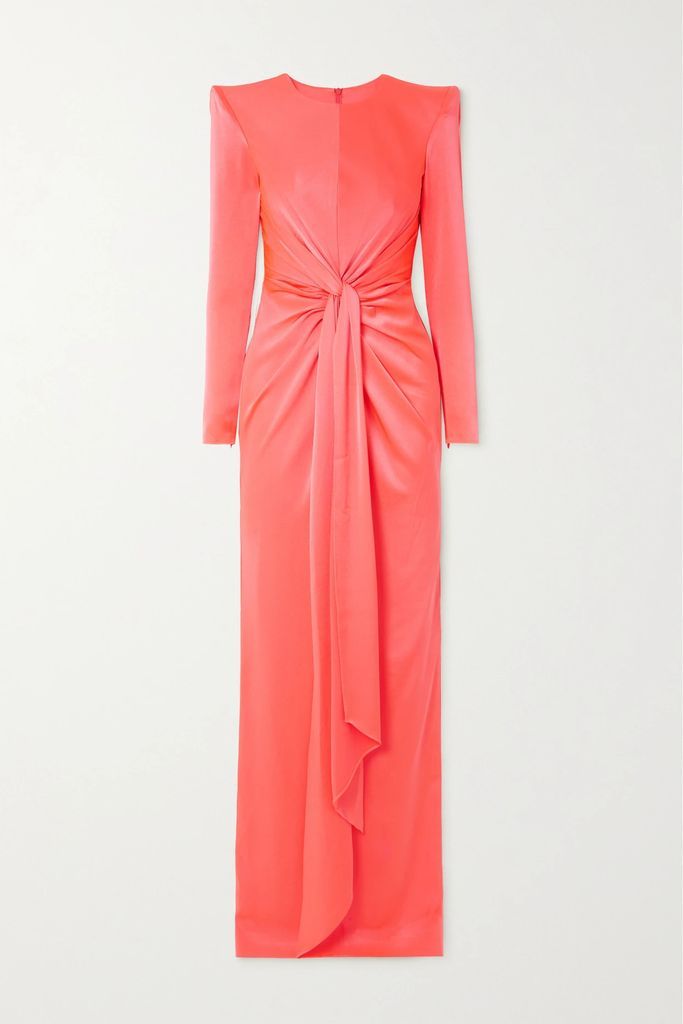 Graves Tie-front Satin-crepe Gown - Pink