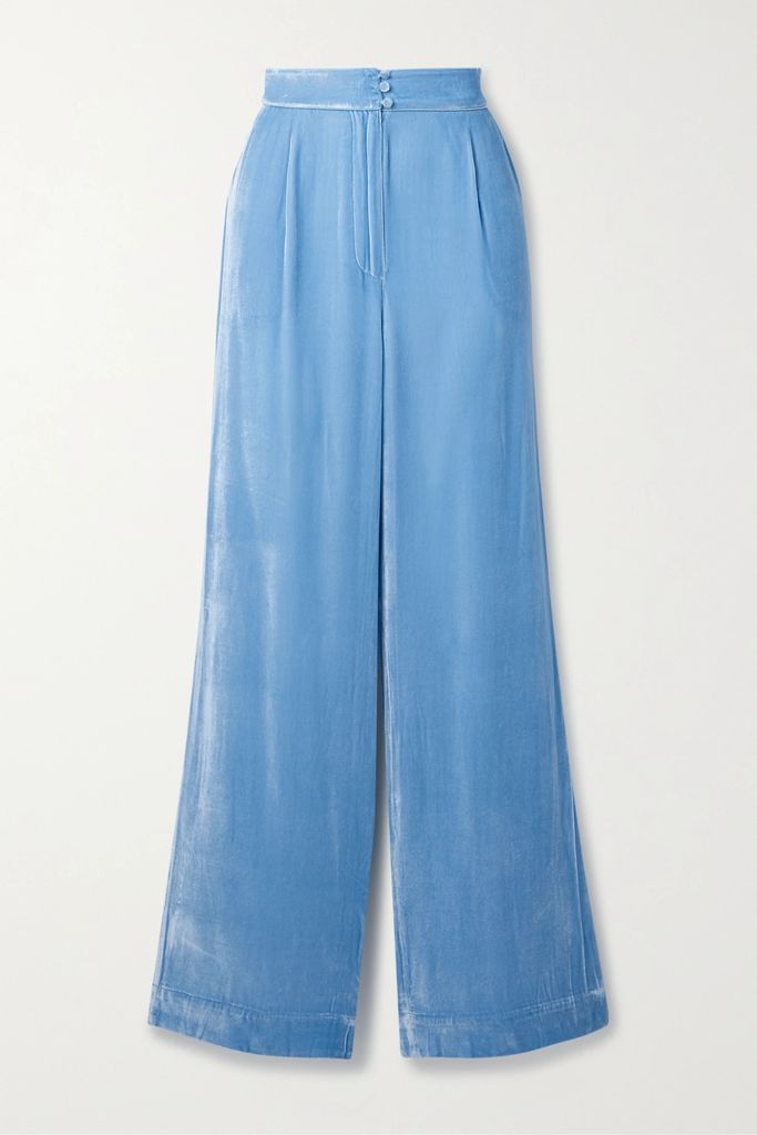 Marais Velvet Wide-leg Pants - Light blue