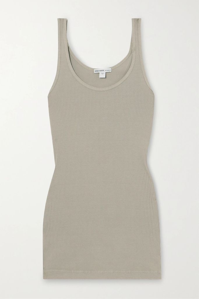 The Daily Ribbed Stretch-supima Cotton Tank - Taupe