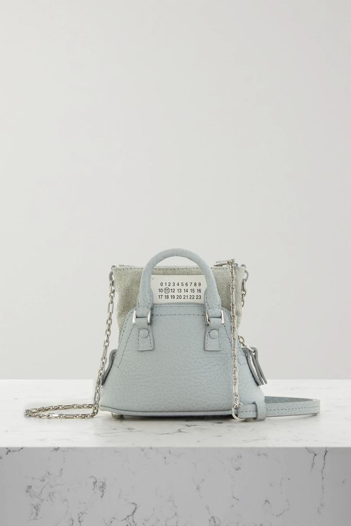 5ac Baby Textured-leather And Cotton-canvas Shoulder Bag - Light blue