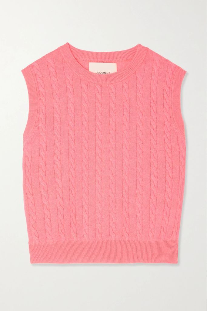 Nadine Cropped Cable-knit Cashmere Top - Pink