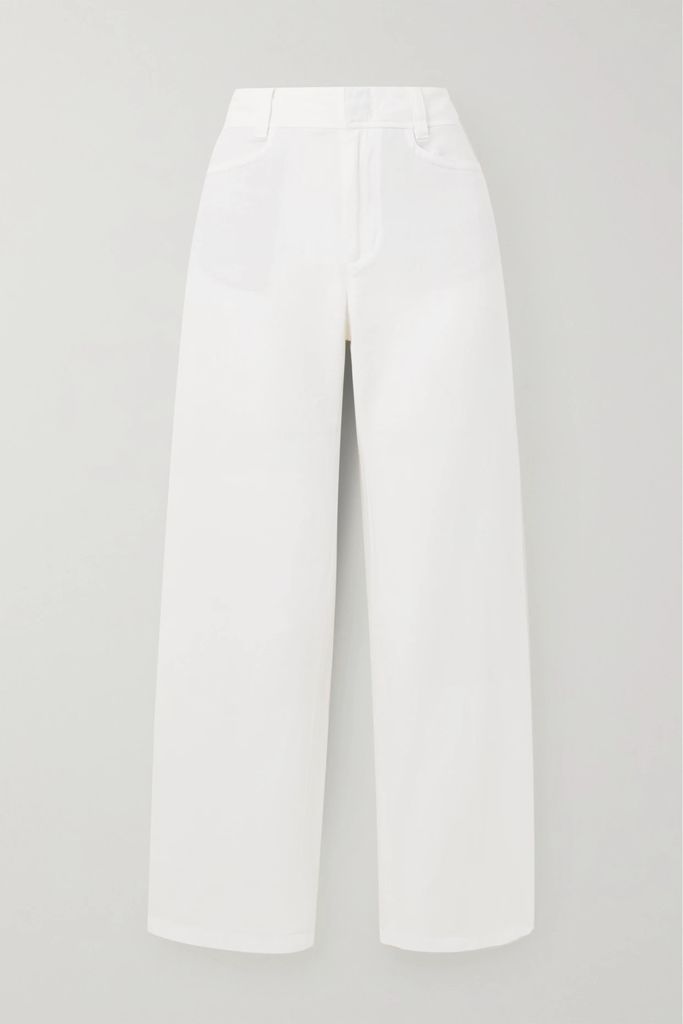 Cotton, Lyocell And Linen-blend Straight-leg Pants - White