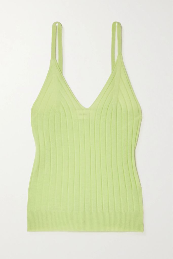 Cleo Ribbed Cashmere Camisole - Green