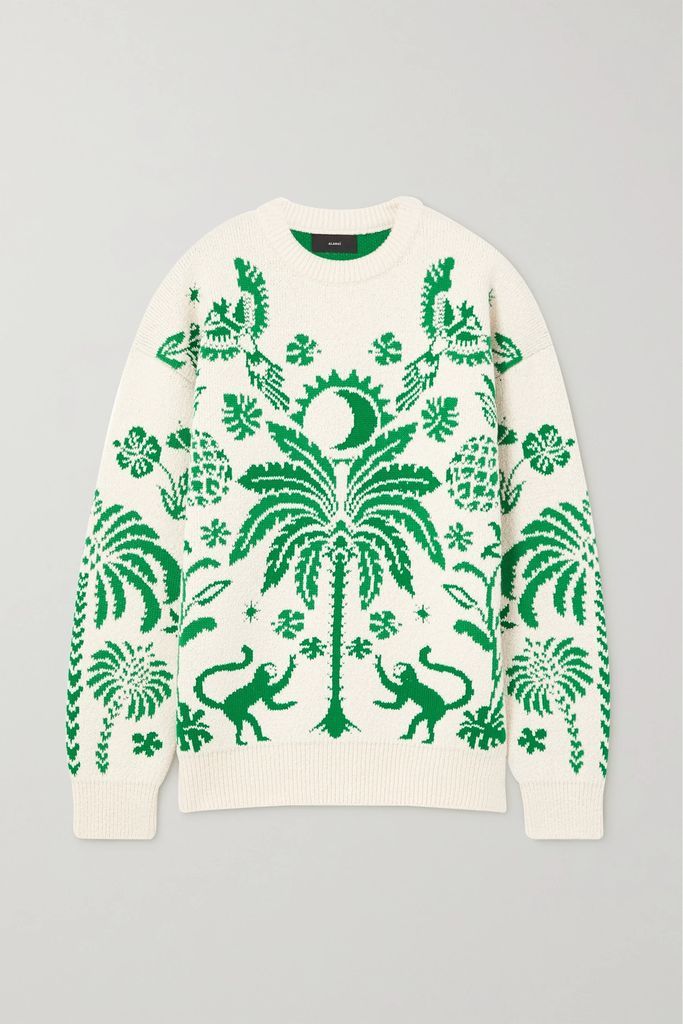 Explosion Of Nature Jacquard-knit Cotton And Wool-blend Sweater - Off-white