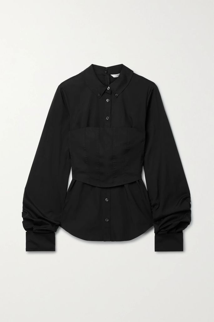 Keora Layered Stretch-cotton Poplin Shirt - Black