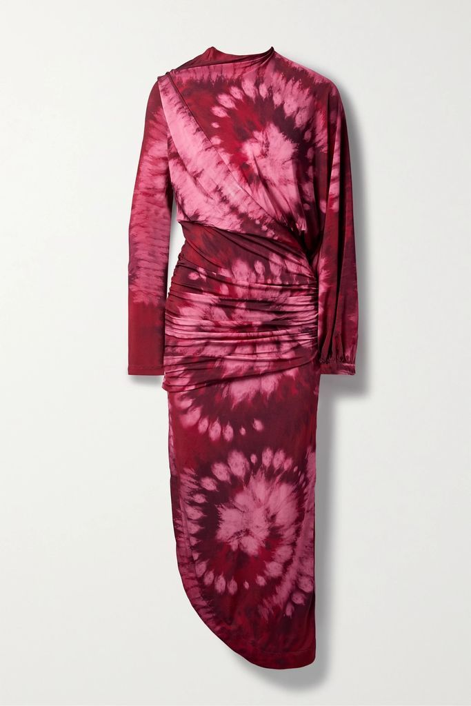 Sunny Disposition Convertible Draped Tie-dyed Stretch-jersey Midi Dress - Pink